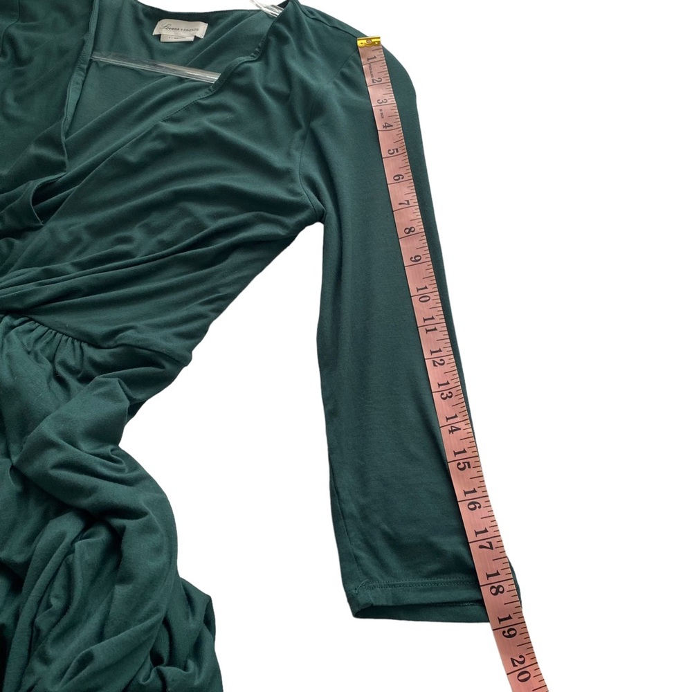 LOVERS AND FRIENDS Sz Small S Green Front Twist Detail Sundance Maxi Dress Slit - Picture 10 of 12
